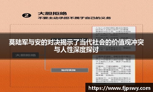 莫陆军与安的对决揭示了当代社会的价值观冲突与人性深度探讨